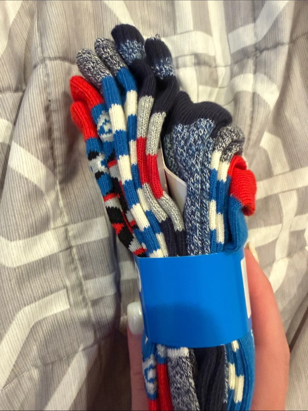 GAP Kids Red, Blue & Black Patterned Crew Socks - 3 Pairs